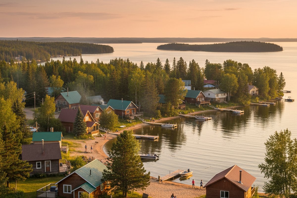 Small cottage village on the shore of Amisk Lake in Denare Beach, Saskatchewan.